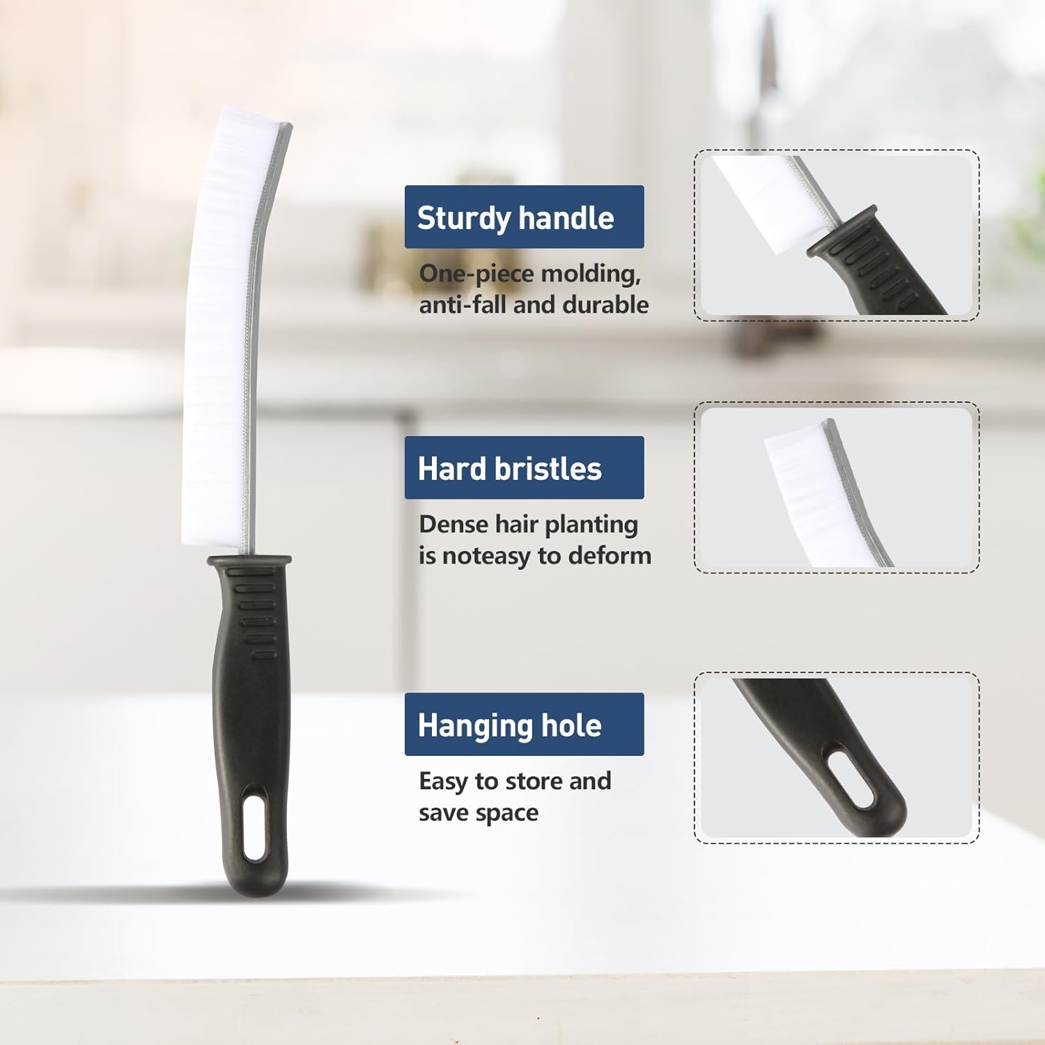 SLIETON Crevice Cleaning Brush Set, 6 Pack Gap Cleaning Brushes for Bathroom, Kitchen, Window Track, Hard Bristle Grout Cleaner Tool for Deep Crevice and Narrow Space Cleaning