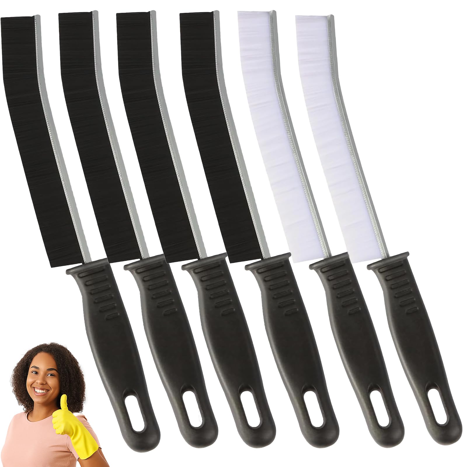 SLIETON Crevice Cleaning Brush Set, 6 Pack Gap Cleaning Brushes for Bathroom, Kitchen, Window Track, Hard Bristle Grout Cleaner Tool for Deep Crevice and Narrow Space Cleaning
